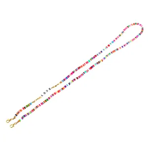 Colorful polymer clay bead lanyard with LOVE letters, versatile mask glasses chain.
