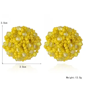Boucles d'oreilles boules de perles en cristal jaune bijoux tendance pour femmes.