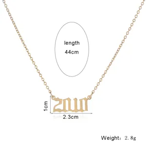 Stainless steel 2010 year pendant necklace with 44cm chain length, stylish fashion jewelry.