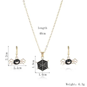 Halloween Spinnen Halskette und Ohrringe Set, Gruselig Legierung Öl Tropfen Schmuck Geschenk.