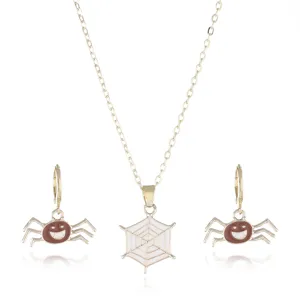 Halloween Spinnen Halskette und Ohrringe Set Legierung Tropfoel Schmuck fuer Party Geschenke