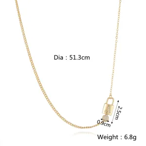Gold lock key pendant necklace detail showing dimensions and weight specification clearly.