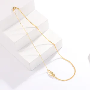 Exquisite 18k gold plated zircon lock and key pendant necklace close up view for women