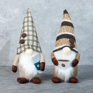 Koffie gnoom pluche set, schattige tomte nisse voor keuken koffiebar etagere inrichting