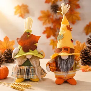 Thanksgiving Harvest Festival Gnome Plush Faceless Doll Ornament Autumn Maple Leaf Sunflower Swedish Tomte Gnome Table Decor For Home Party