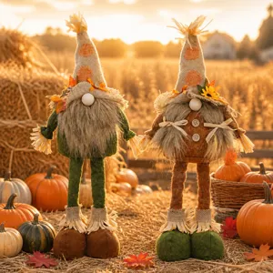 Thanksgiving harvest scarecrow gnome plush doll telescopic standing figurine home decor