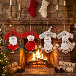 Christmas wreath snowman Santa hanging decoration for holiday home door party decor