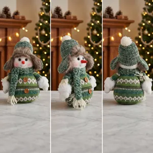 Kerst sneeuwpop pluche speelgoed met gebreide muts vakantie raam decoratie cadeau
