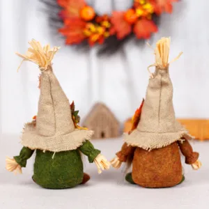 Harvest festival faceless gnome doll burlap scarecrow Thanksgiving tabletop ornament