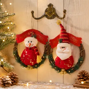 Christmas wreath hanging decoration Santa snowman pendant for home holiday door decor