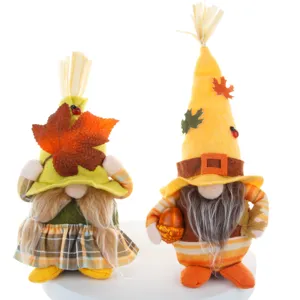 Autumn Thanksgiving gnomes plush set cute harvest decor faceless dolls for holiday home