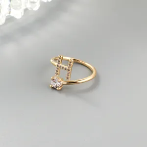 Vergoldeter offener Buchstabe H Ring mit funkelndem Zirkonia Modeschmuck für Damen