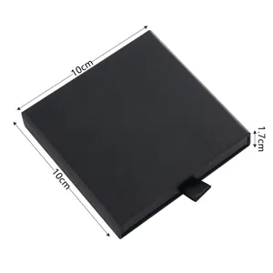 Black drawer jewelry gift box, 10x10x1.7cm compact square packaging box for rings and earrings.