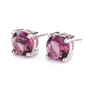 orecchini a lobo zircone viola 7mm argento quattro griffe gioielli donna vista dettagli
