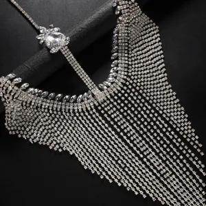 Stunning rhinestone tassel face mask sparkly festival party chain jewelry headpiece