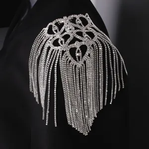 Glitzernde Strass Quasten Schulterkette Vintage Anzug Zubehör modischer Epaulett Schmuck