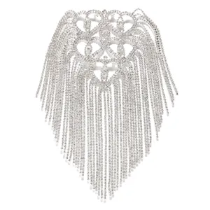 Glitzernde Strass Fransen Schulterklappe Schulterkette Mode Anzug Party Accessoire