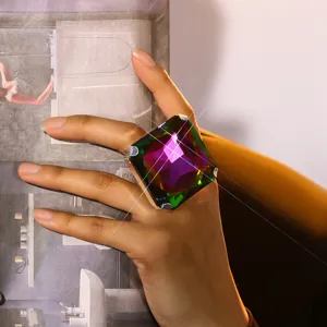 Vintage Tetragono Strass Anoichtó Dachtylídi Gia Gynaíkes Geometrikó Rythmizómeno Gámo Párti Kosmímata