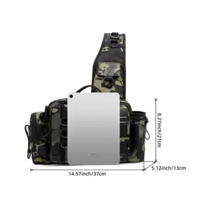 Multifunctional tactical fishing chest bag waterproof oxford cloth camo outdoor gear storage