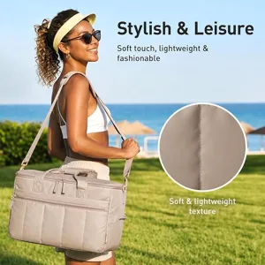 Quilted insulated picnic bag 32L large capacity portable cooler bag outdoor ice bag for travel