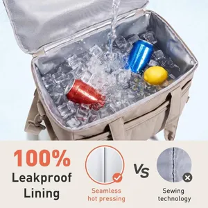 Large 32L insulated cooler bag quilted picnic bag portable outdoor ice bag for drinks