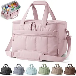 Large Capacity Insulated Picnic Bag Quilted Cooler Bag Waterproof Portable Thermal Ice Bag For Outdoor Camping