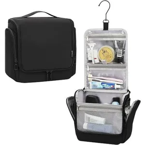 Trousse de Toilette de Voyage Suspendue Tissu Oxford Imperméable Organisateur de Maquillage Avec Crochet Pivotant