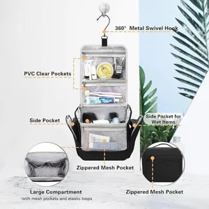 Trousse de toilette de voyage suspendue grande capacité étanche organisateur de maquillage