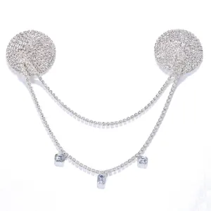 Copricapezzoli in strass catena per il corpo nappe di cristallo sexy gioielli da donna.