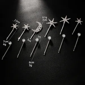 Ensemble de pinces à cheveux étoile lune en strass argenté coréen accessoires brillants