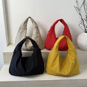 Casual Japanese style large canvas shoulder bag multi-color daily commute tote bag detail view.