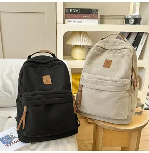Zaino vintage in velluto a coste da donna, grande capacita borsa scolastica, borsa casual.