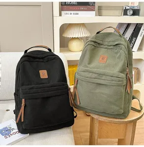 Zaino in velluto a coste donna retro grande capacita borsa scuola casual porta computer