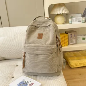 Zaino vintage in velluto a coste da donna grande capacita borsa casual per scuola e viaggio.