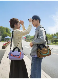 Casual outdoor canvas crossbody bag, large capacity travel tote for daily commuting.
