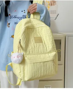 Sac à dos d'école jaune décontracté pour filles adolescentes cartable quotidien chic