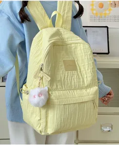 Joli sac à dos unicolore pour adolescentes style mignon pour école et usage quotidien