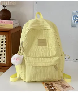 Joli sac à dos scolaire matelassé pour adolescentes élégant sac de jour décontracté peluche