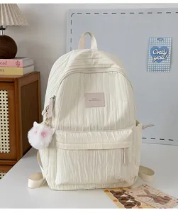 Sac à dos d'école plissé style doux pour filles mignon sac de voyage quotidien minimaliste