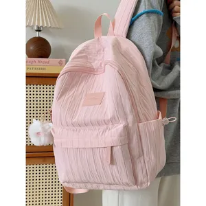 Sac à Dos d'École pour Fille de Banlieue Minimaliste Lettre Style Doux Ins Casual Nylon Imperméable Grande Capacité Pour Étudiants