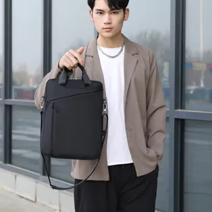 Sac pour Ordinateur Portable d'Affaires en Tissu Oxford Mallette Imperméable Sac à Bandoulière Décontracté Polyvalent pour Hommes