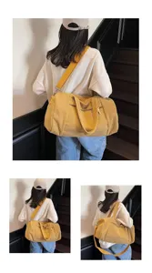 Borsa tracolla velluto a coste grande capacità borsa viaggio elegante semplice casual