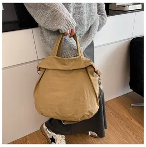 Λεπτομερής όψη της casual χακί τσάντας tote, μαλακή υφή, μεγάλη χωρητικότητα.