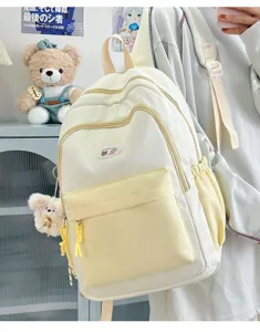 Cute colorblock backpack for women, star pattern school bag, fresh style daily daypack.