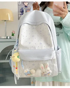 Japanischer Anime Ita Rucksack für Damen, süßes transparentes Design mit Sternen.