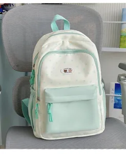 Cute contrast color school backpack with star pattern, casual daily daypack for students teen girls.