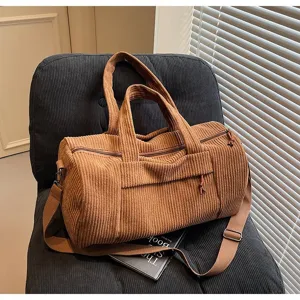 Borsa da viaggio yoga in velluto a coste grande capacita tracolla casual inverno