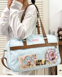 Borsa a tracolla con pois carina grande capacità borsa shopper per studenti e lavoro.