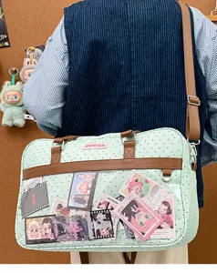 Borsa ita a pois graziosa grande capacità con finestra trasparente per fan di anime e studenti