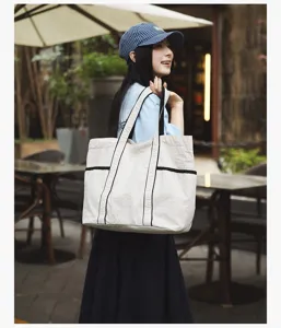 Nylon tote bag for women, large capacity shoulder bag for daily commute, school, and gym use.